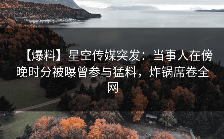 【爆料】星空传媒突发：当事人在傍晚时分被曝曾参与猛料，炸锅席卷全网