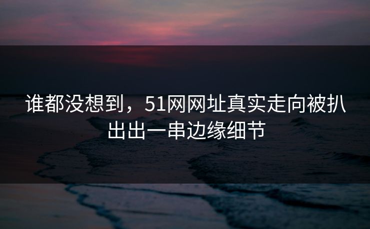 谁都没想到,51网网址真实走向被扒出出一串边缘细节 谁都没想到,51网网址真实走向被扒出出一串边缘细节